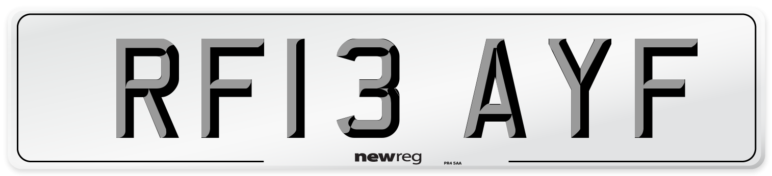RF13 AYF Number Plate from New Reg
